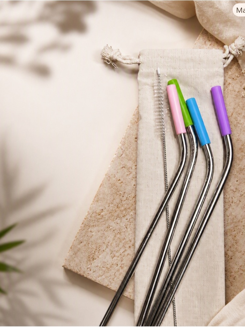 LETTUCE FAMILY eco supplies set of 4 stainless steel
straws with clean…